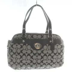 コーチ COACH ハンドバッグ トート キャンバス レザー シグネチャー 総柄 グレー 黒 ブラック F16542 /XZ ■GY18