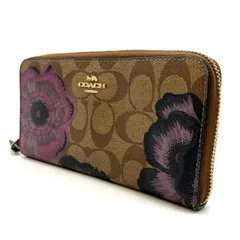 【良品】 coach signature pvc flower longwallet  goldparts ladies  コーチ シグネチャー 長財布