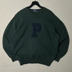 (M) 90s ポロラルフローレン Pロゴ ダークグリーンスウェット