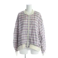 アース arth ボンバージャケット 上着 F 紫 パープル チェック柄 長袖 リブ襟 /LP ■GY58