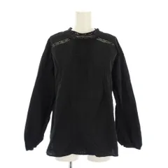 サマンサモスモス SM2 シャツ ブラウス 長袖 レース ピンタック ワンカラー フリル F 黒 ブラック /BB ■GY58