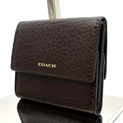 【美品】COACH all brown leather compact wallet コーチ 三つ折り財布
