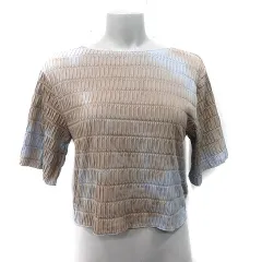 カスタネ Kastane カットソー 半袖 総柄 F グレー 茶 ブラウン /YI