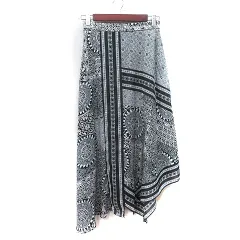 フレイアイディー FRAY I.D フレアスカート ミモレ ロング アシンメトリー 総柄 1 S 黒 ブラック 白 ホワイト /YI