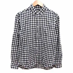 ビームスプラス BEAMS+ ネルシャツ ボタンダウン ギンガムチェック 長袖 XS 黒 ブラック 白 ホワイト /YK