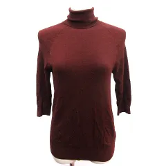 ザラ ZARA ニット セーター タートルネック 七分袖 M 茶 ブラウン /AU
