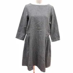 ネストローブ nest Robe ワンピース ひざ丈 長袖 ウール グレー /YK