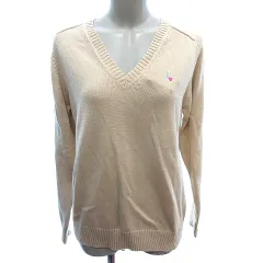 イーストボーイ EAST BOY ニット セーター Vネック 刺繍 長袖 9 M ベージュ /AU