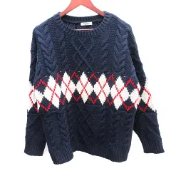 フリークスストア FREAKS STORE ニット セーター ケーブル アーガイル柄 長袖 F 紺 ネイビー /AU