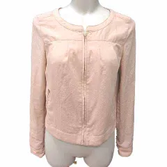 アンタイトル UNTITLED ノーカラージャケット ブルゾン ジップアップ 長袖 2 M ピンクベージュ /YK