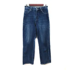 ロペピクニック ROPE Picnic テーパードパンツ デニム ハイウエスト ダメージ加工 38 M 紺 ネイビー /YI