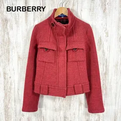 BURBERRY BLUE LABEL バーバリーブルーレーベル ダブルポケット チェック ウール ハイネック ショート コート ジャケット ピンク