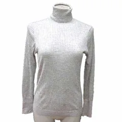 シップス SHIPS ニット カットソー タートルネック 長袖 絹 シルク カシミヤ混 36 S グレー /YK