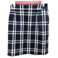 ユナイテッドアローズ A DAY IN THE LIFE UNITED ARROWS スカート タイト ミニ 総柄 ウール 36 紺 ネイビー 白 ホワイト /RT