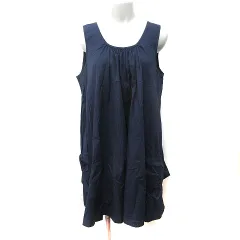 ズッカ zucca ワンピース ひざ丈 ノースリーブ M 紺 ネイビー /YI