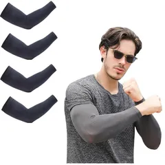 メンズ 4枚 アームカバー uvカット 冷感 作業用 2セット UPF50+ 腕カバー サポーター ロング スポーツ [VERISSY] 紫外線対策 日焼け対策 アウトドア 吸湿速乾 ストレッチ 伸縮性 通気性 ひんやり