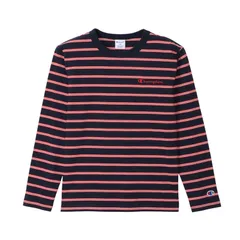 チャンピオン Champion  BORDER LONG SLEEVE T-SHIRT BASIC(KIDS) ウェア(キッズ) (CK-D403)、(370)ネイビー