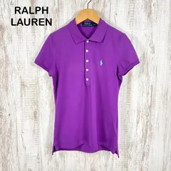 美品 POLO RALPH LAUREN ポロラルフローレン ポニーロゴ刺繍 鹿の子 半袖 ポロシャツ パープル y2k 平成ギャル