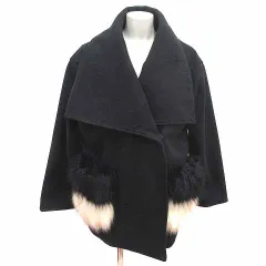 リゼクシー RESEXXY コート ダブル フェイクファー F 黒 ブラック /YK