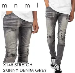 【【MC TYSON着用】】mnml X145 スキニーストレッチデニムパンツ【色落ち ウォッシュ加工】【スキニーデニムパンツ】【28〜32】