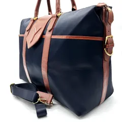 【美品】Yeves Saint Laurent イヴサンローラン ハンドバッグ トートバッグ ボストンバッグ ショルダーバッグ Yロゴ ネイビー 紺色 ブラウン 茶色 ナイロン レザー 革 ユニセックス 男女兼用 メンズ レディース
