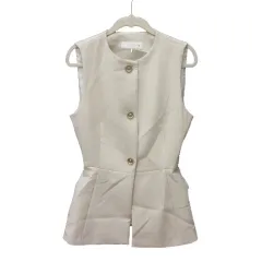 ザラ ZARA ベスト ジレ 総裏地 XS 白 アイボリー /MS