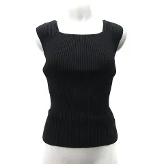 イエナ IENA ニット カットソー リブ スクエアネック ノースリーブ 黒 ブラック /YI