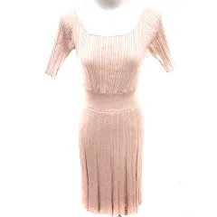 マーキュリーデュオ MERCURYDUO ワンピース ニット Aライン ロング 半袖 F ベージュ /RT