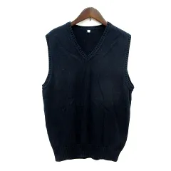 トップバリュ TOPVALU ニット セーター Vネック ノースリーブ L 紺 ネイビー /MN ●RY