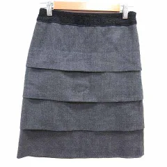 ジャスグリッティー JUSGLITTY タイトスカート ひざ丈 ウール 1 S グレー 黒 ブラック /YK