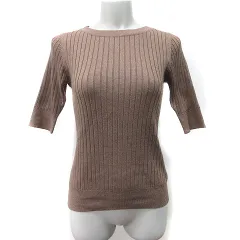 ロペピクニック ROPE Picnic ニット カットソー リブ 半袖 38 M 茶 ブラウン /YI