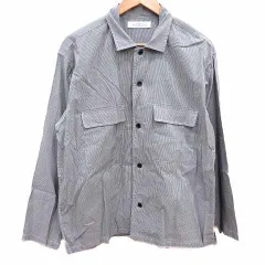 グリーンレーベルリラクシング ユナイテッドアローズ green label relaxing カジュアルシャツ ストライプ 長袖 M グレー 白 ホワイト /YK