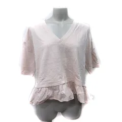 ザラ ZARA トレーナー スウェット フェイクレイヤード 半袖 ベージュ /YI