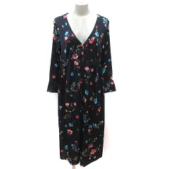 アーバンリサーチ ドアーズ URBAN RESEARCH DOORS シャツワンピース ロング 花柄 長袖 ONE 紺 ネイビー ピンク 黄 イエロー 緑 グリーン /MS