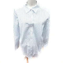 ザラウーマン ZARA WOMAN シャツ ブラウス 長袖 ストライプ M 白 ホワイト 青 ブルー /RT