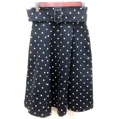 アプワイザーリッシェ Apuweiser-riche スカート フレア ひざ丈 ドット ウエストマーク 1 紺 ネイビー /RT