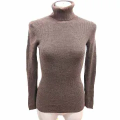 無印良品 良品計画 ニット カットソー タートルネック 長袖 ウール S 茶 ブラウン /YK ●RY