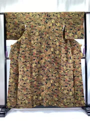 小紋/美品/正絹/紺×モスグリーン/仕立上がり/適応身長147～151㎝/12224