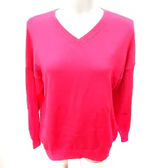 プラステ PLST ニット カットソー Vネック 長袖 M ピンク /RT