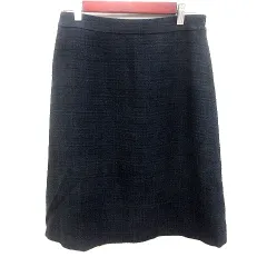 アンタイトル UNTITLED スカート フレア ひざ丈 総柄 2 紺 ネイビー /RT