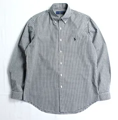 ラルフローレン ブロード地 ブラックチェック ボタンダウン 長袖シャツ Mサイズ RALPH LAUREN