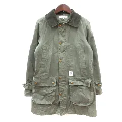 トミー TOMMY ステンカラーコート 総裏地 切替 コーデュロイ S 緑 カーキ /MN