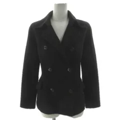 自由区 オンワード樫山 カシミヤピーコート シンプル 無地 起毛 カシミヤ100％ ブラック 黒 38