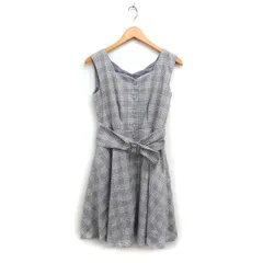 ジルバイジルスチュアート JILL by JILLSTUART チェック柄 フレア ワンピース ひざ丈 ノースリーブ ベルト S グレー 灰 /FT40