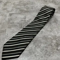 【ストライプ】レジメンタルストライプネクタイ　ビジネス向け　バイカラー　黒　ブラック　肉厚