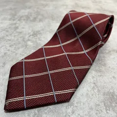 【polo】チェック柄ネクタイ　レッド　赤　ボルドー　ビジネス向け　シンプル　ポロ