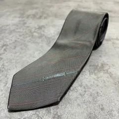 【LANCEL】レジメンタルストライプネクタイ　ビジネス向け　バイカラー　グレー　灰色　光沢　ランセル　ロゴ入り