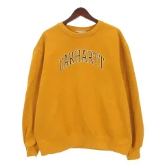 カーハート carhartt ロゴ トレーナー 裏起毛 スウェット フロッキー イエロー XL 251111E