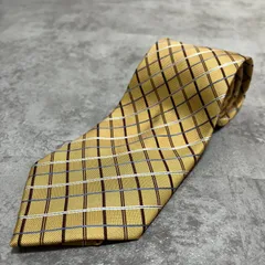 【U.P renoma】チェック柄ネクタイ　ゴールド　金色　ビジネス向け　慶事にも　ユーピーレノマ