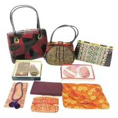 久米島紬 他 和装 バッグ 小物 9点 まとめ 数珠 ポーチ 小銭入れ 等 マルチカラー
